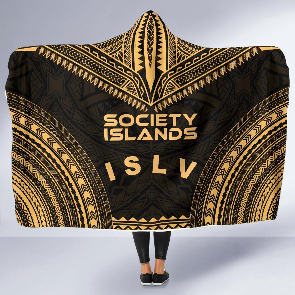 Society Islands Polynesian Chief Hooded Blanket - Gold Version - Polynesian Pride