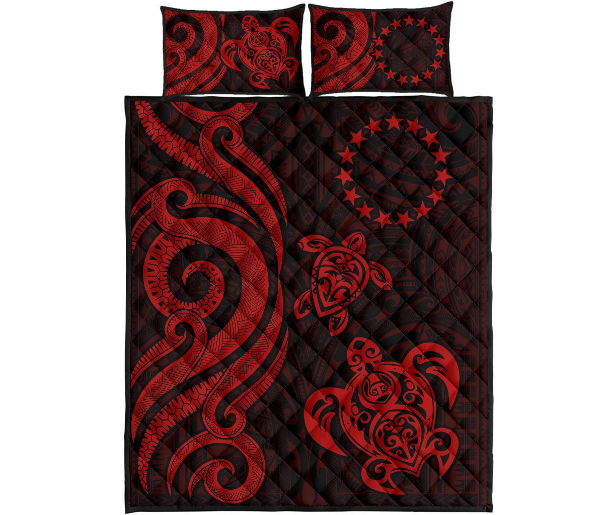 Cook Islands Quilt Bed Set - Red Tentacle Turtle - Polynesian Pride