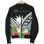 Nauru Men's Bomber Jacket - Nauru Coat of Arms & Polynesian Tropical Flowers White - Polynesian Pride