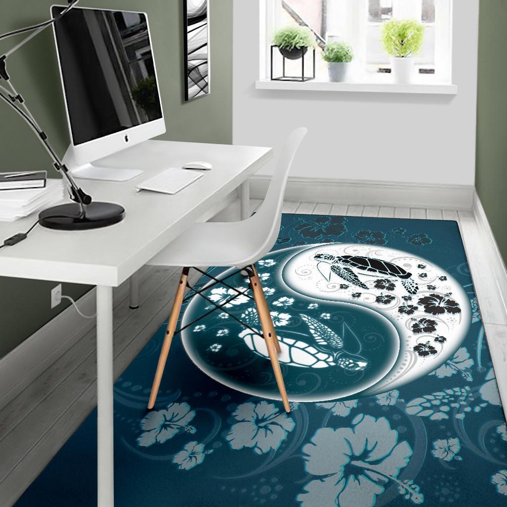 Yinyang Turtle Hibiscus Area Rug AH - Polynesian Pride