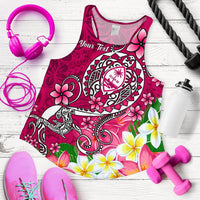 Guam Custom Personalised Women's Racerback Tank - Turtle Plumeria (Pink) Pink - Polynesian Pride