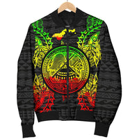 American Samoa Polynesian Men's Bomber Jacket Map Reggae - Polynesian Pride