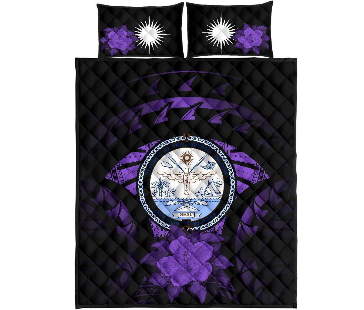 Marshall Islands Polynesian Quilt Bed Set Hibiscus Purple - Polynesian Pride
