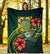 Tuvalu Polynesian Premium Blanket - Green Turtle Hibiscus - Polynesian Pride