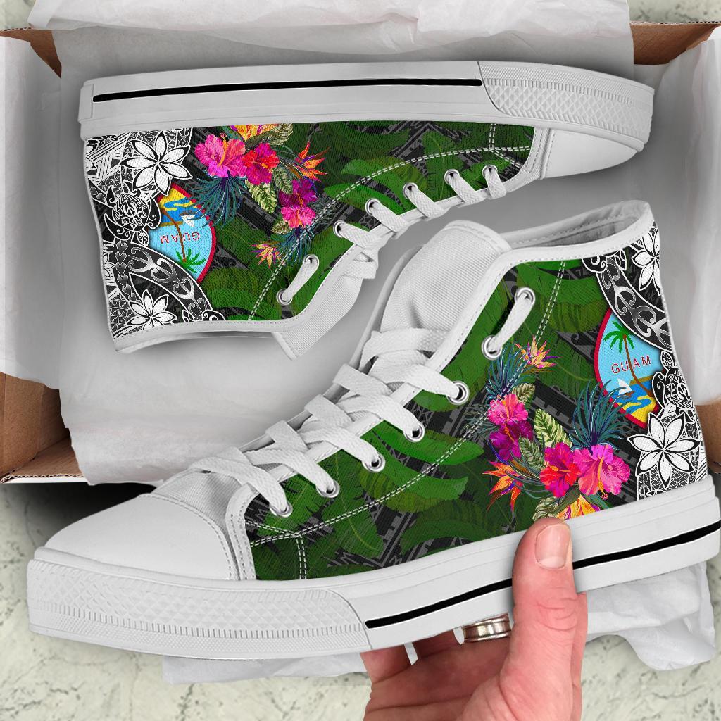 Guam High Top Shoes - Turtle Plumeria Banana Leaf - Polynesian Pride