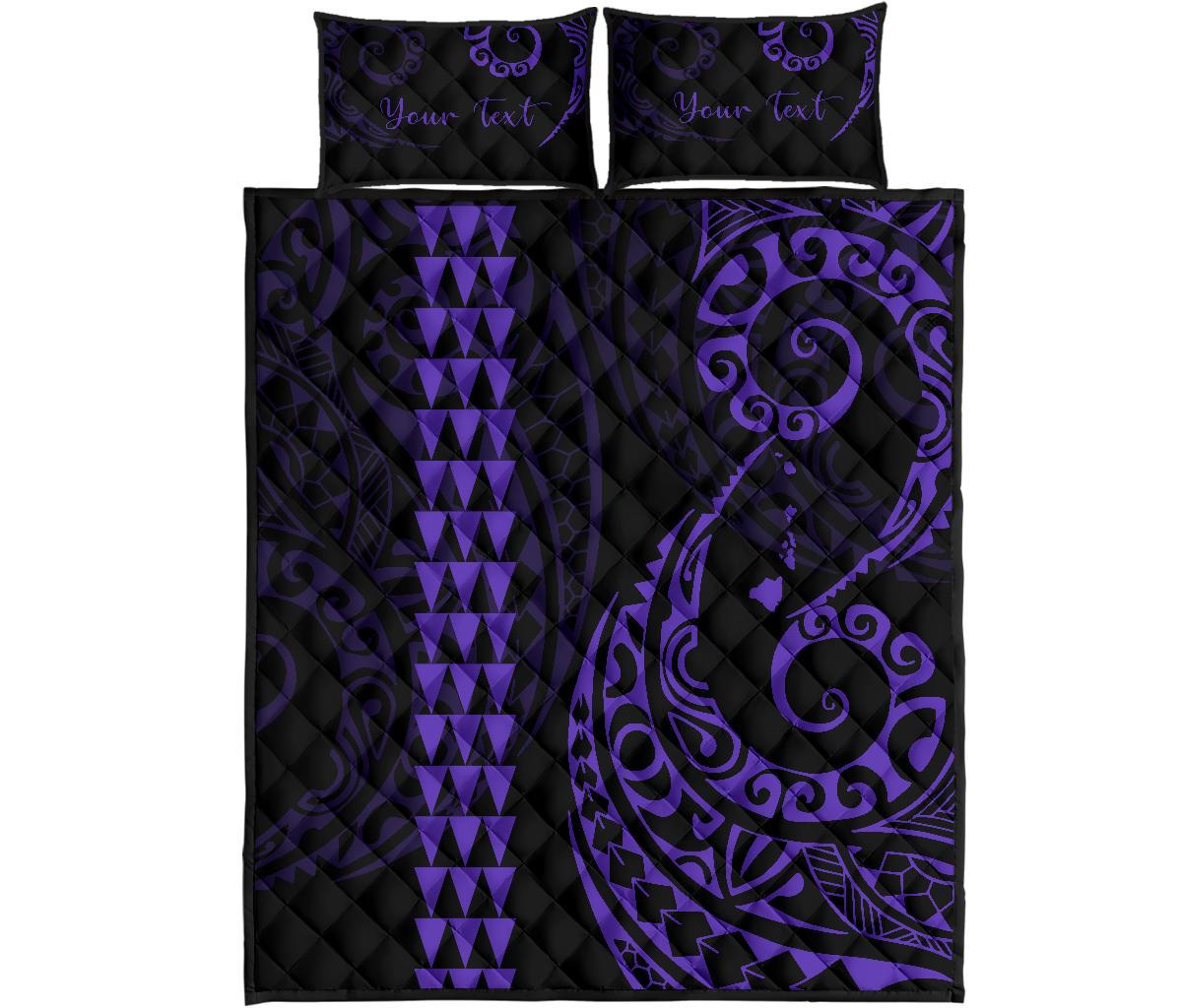 Personalized - Hawaii Quilt Bed Set - Hawaii Polynesian Quilt Bed Set - Purple Art - Polynesian Pride