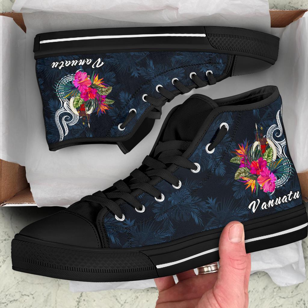 Vanuatu Polynesian High Top Shoes - Tropical Flower - Polynesian Pride