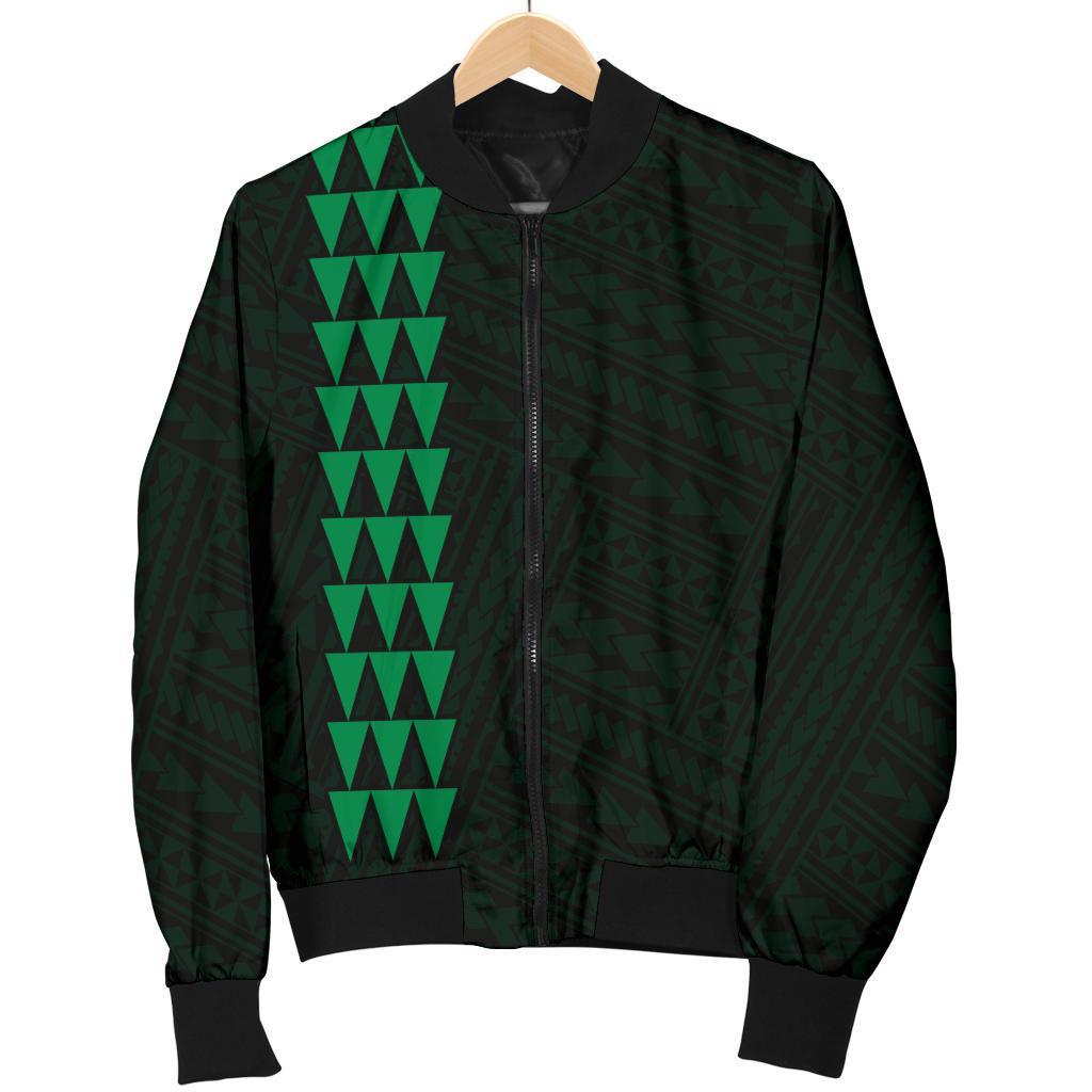Hawaii Kakau Polynesian Anchor Women's Bomber Jacket - Green - Polynesian Pride