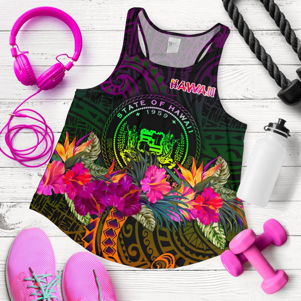 Polynesian Hawaii Women's Racerback Tank - Summer Hibiscus - Polynesian Pride