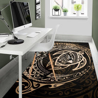 Hawaiian Map Turtle Polynesian Circle Rug AH - Polynesian Pride