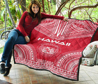 Hawaii Premium Quilt - Hawaii Seal Polynesian Chief Red Version - Polynesian Pride