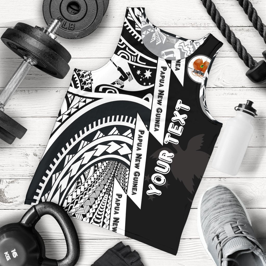 (Custom Personalised) Polynesian Guinea Men's Tank Top - Moana Maui Tattoo With Coat Of Arm Guinea White White - Polynesian Pride