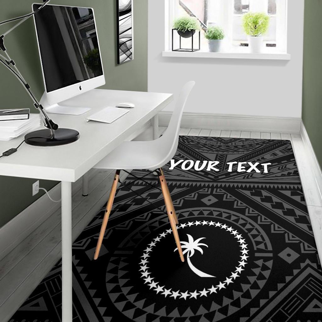 Chuuk Custom Personalised Area Rug - Chuuk Seal With Polynesian Tattoo Style ( Black) - Polynesian Pride