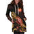 Marshall Islands Polynesian Hoodie Dress - Turtle With Blooming Hibiscus Gold - Polynesian Pride