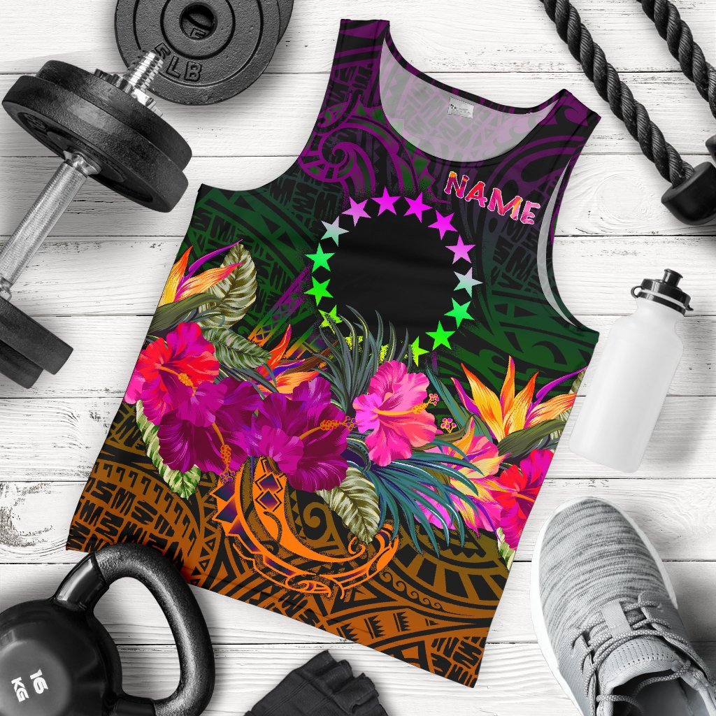Cook Islands Personalised Polynesian Men's Tank Top - Summer Hibiscus Reggae - Polynesian Pride