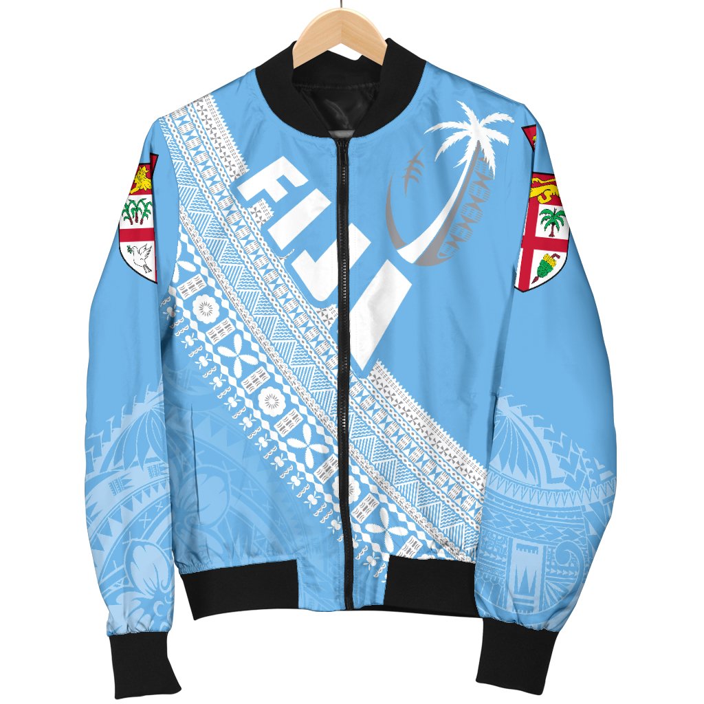 (Custom Personalised) Fiji Tapa Rugby Women Bomber Jacket version Style You Win - Blue - Polynesian Pride