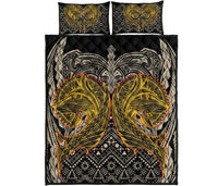 Polynesian Quilt Bed Set - Polynesian Maori Tattoo Wolf - Polynesian Pride