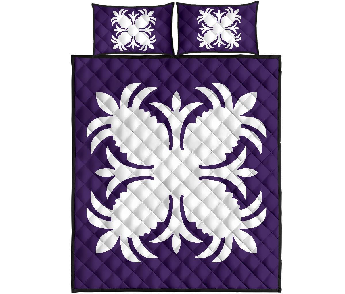 Hawaiian Quilt Bed Set Royal Pattern - Purple - A2 Style - Polynesian Pride