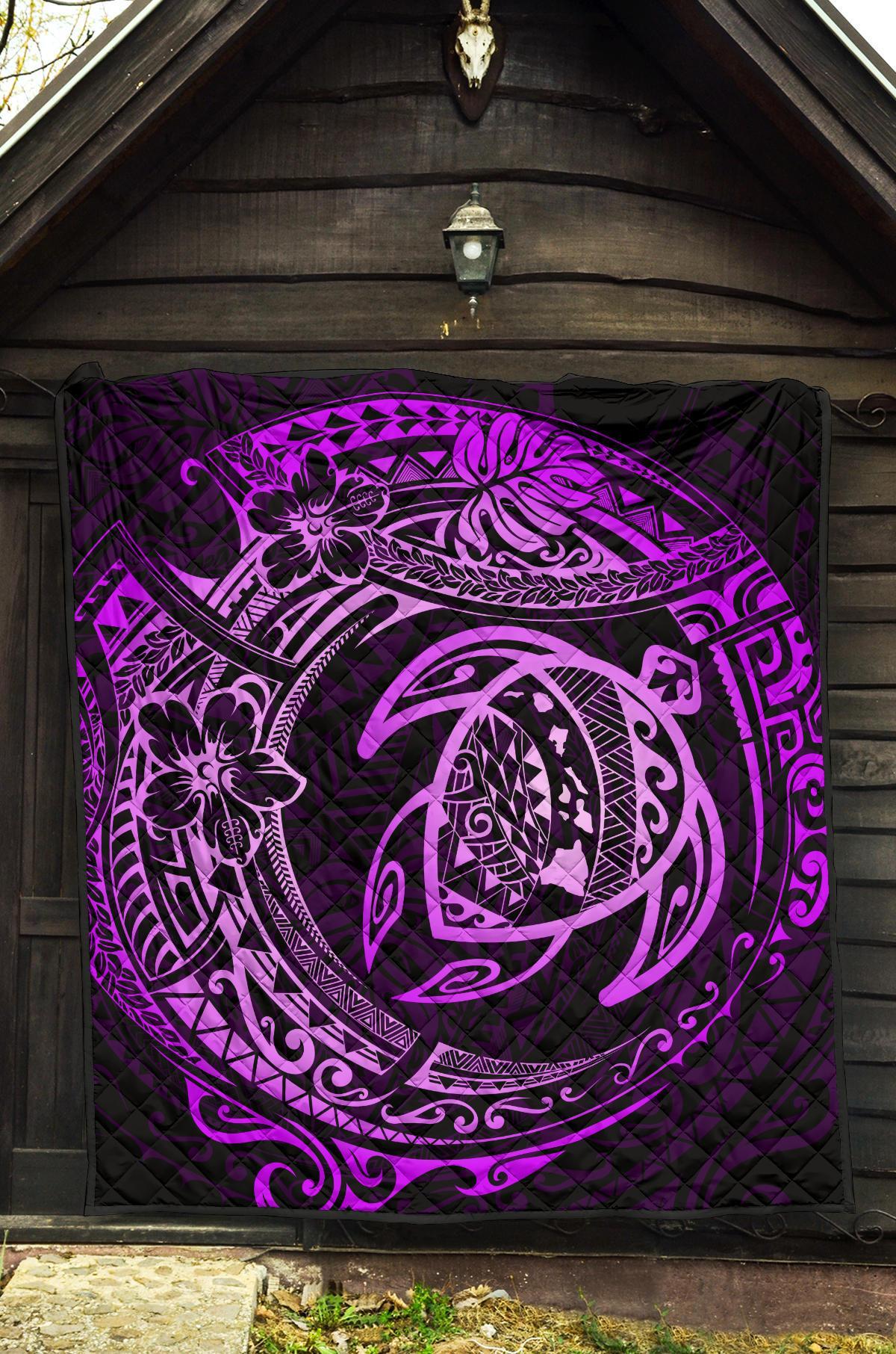 Hawaiian Turtle Polynesian Purple Premium Quilt - Polynesian Pride