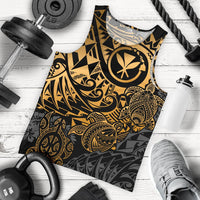 Polynesian Hawaii (Kanaka Maoli) Men's Tank Top - Gold Turtle Hibiscus Flowing Gold - Polynesian Pride