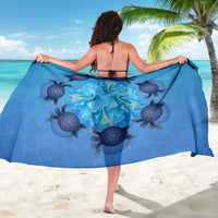 Hawaii Turtle Hibiscus Blue Sarong - Polynesian Pride