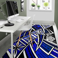 New Caledonia Area Rug - Tribal Flower Special Pattern Blue Color - Polynesian Pride