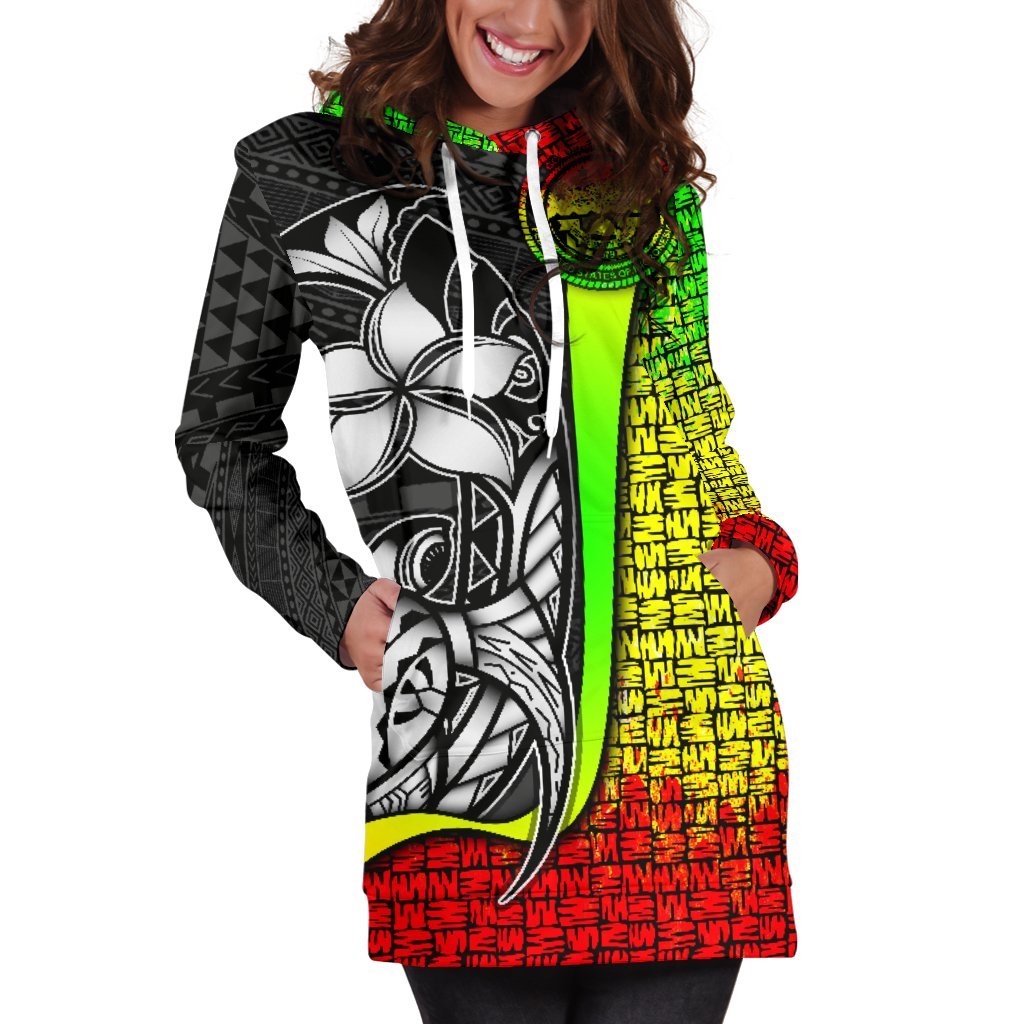 Federated States of Micronesia Women's Hoodie Dress Reggae - Turtle With Hook - Polynesian Pride