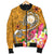 Hawaii Polynesian Men's Bomber Jacket - Hawaii Seal With Turtle Plumeria (Gold) - Polynesian Pride