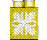 Hawaiian Royal Pattern Quilt Bed Set - Yellow - C3 Style - Polynesian Pride