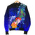 Kosrae Custom Personalised Men's Bomber Jacket - Humpback Whale with Tropical Flowers (Blue) - Polynesian Pride