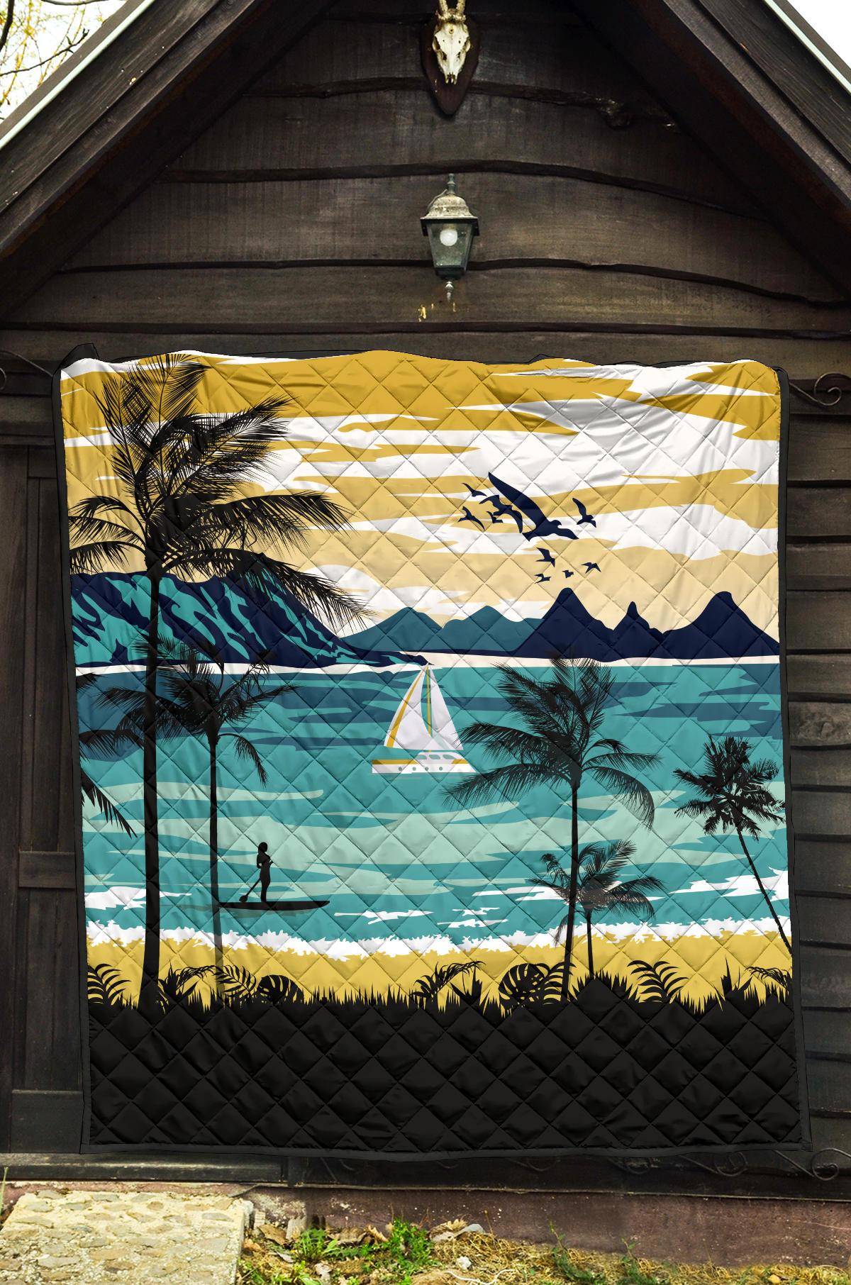 Hawaiian Poster View Classic Premium Quilt - Polynesian Pride