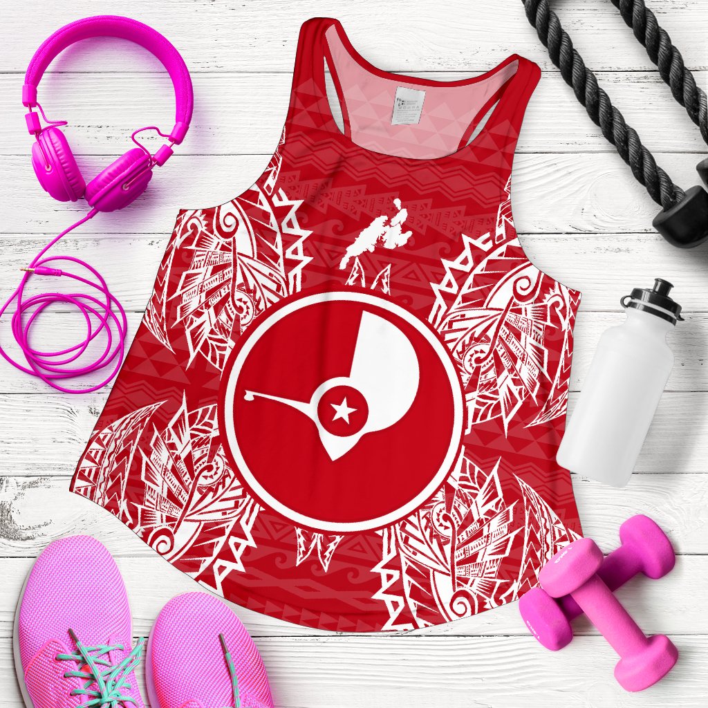 Yap Polynesian Women Tank Top Map Red White - Polynesian Pride