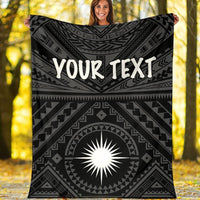 Marshall Personalised Premium Blanket - Marshall Seal With Polynesian Tattoo Style ( Black) - Polynesian Pride
