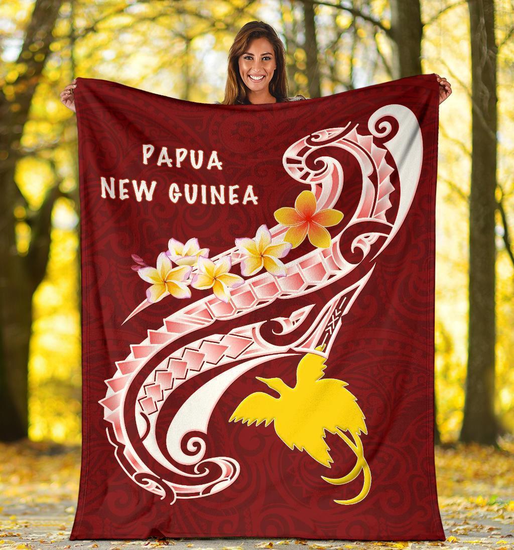 Papua New Guinea Premium Blanket - PNG Seal Polynesian Patterns Plumeria - Polynesian Pride