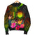 Northern Mariana Islands Polynesian Men's Bomber Jacket - Hibiscus and Banana Leaves - Polynesian Pride