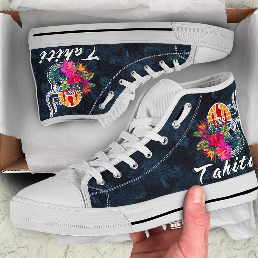 Tahiti Polynesian High Top Shoes - Tropical Flower - Polynesian Pride