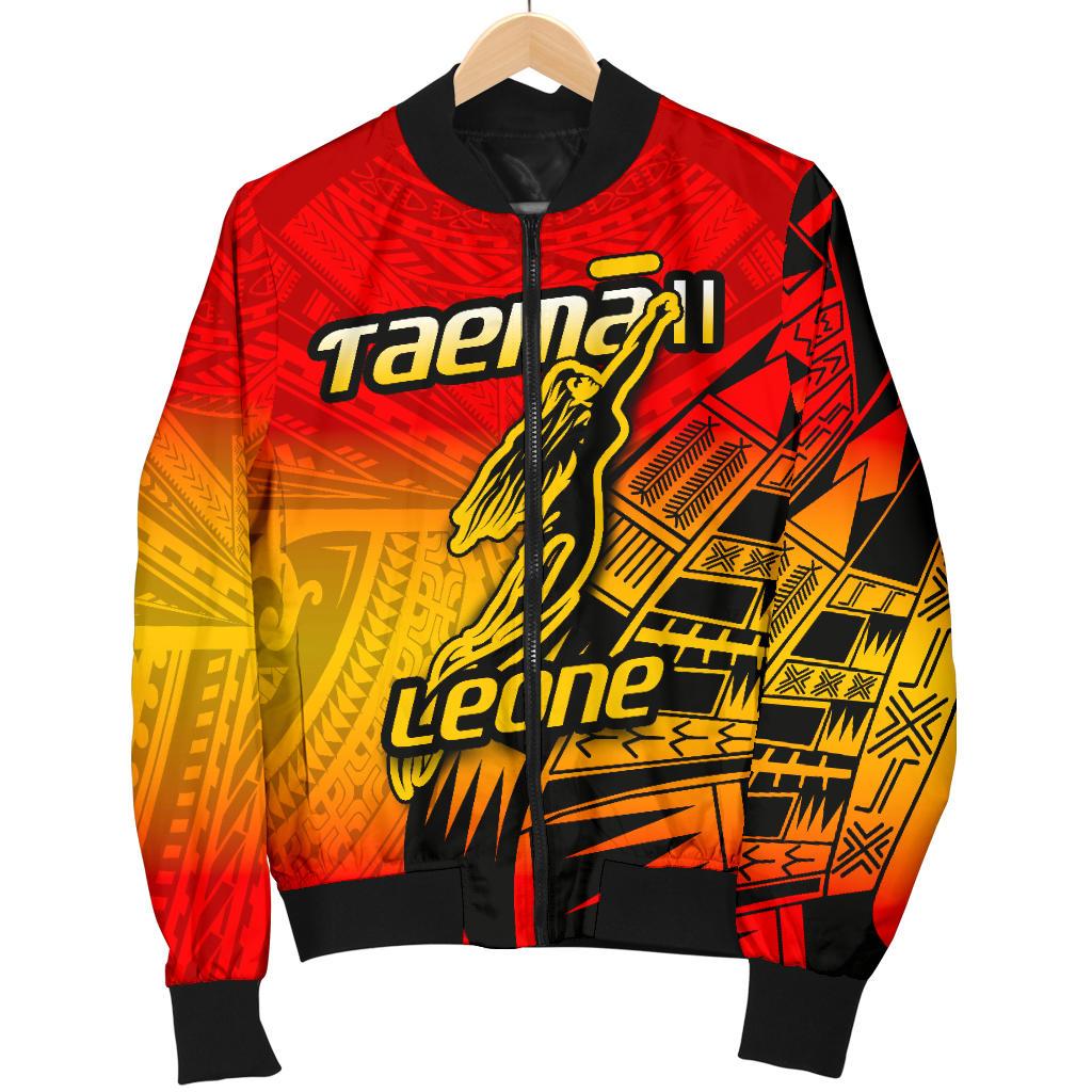 American Samoa Men's Bomber Jacket - Taema Leone Red And Yellow - Polynesian Pride