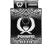 Pohnpei Quilt Bed Set - Pohnpei Flag Black Fog Style Black - Polynesian Pride