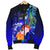 Fiji Custom Personalised Men's Bomber Jacket - Humpback Whale with Tropical Flowers (Blue) - Polynesian Pride