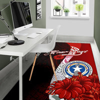 Northern Mariana Islands Polynesian Custom Personalised Polynesian Area Rug - Coat Of Arm With Hibiscus - Polynesian Pride