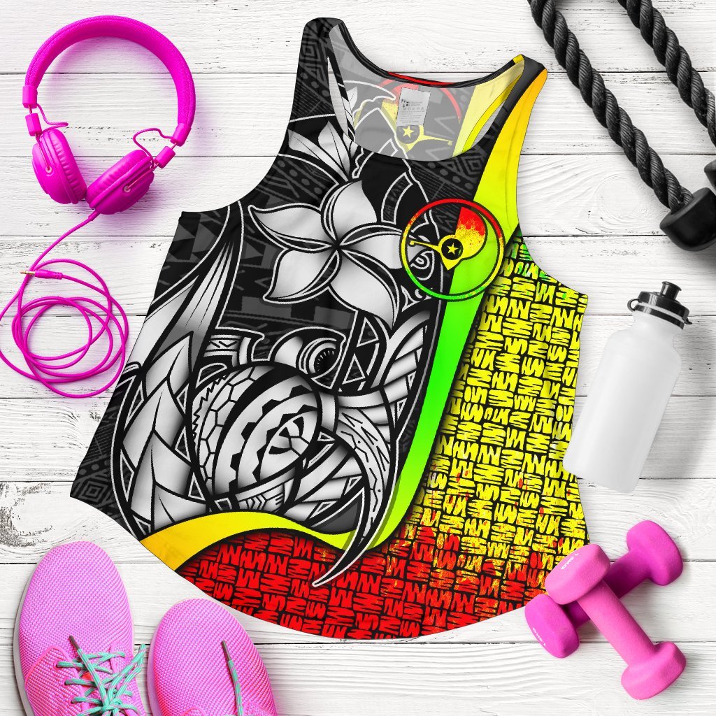 Yap Micronesia Women's Racerback Tank Reggae - Turtle With Hook - Polynesian Pride