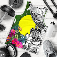 Palau Men's Tank Top White - Turtle Plumeria Banana Leaf White - Polynesian Pride