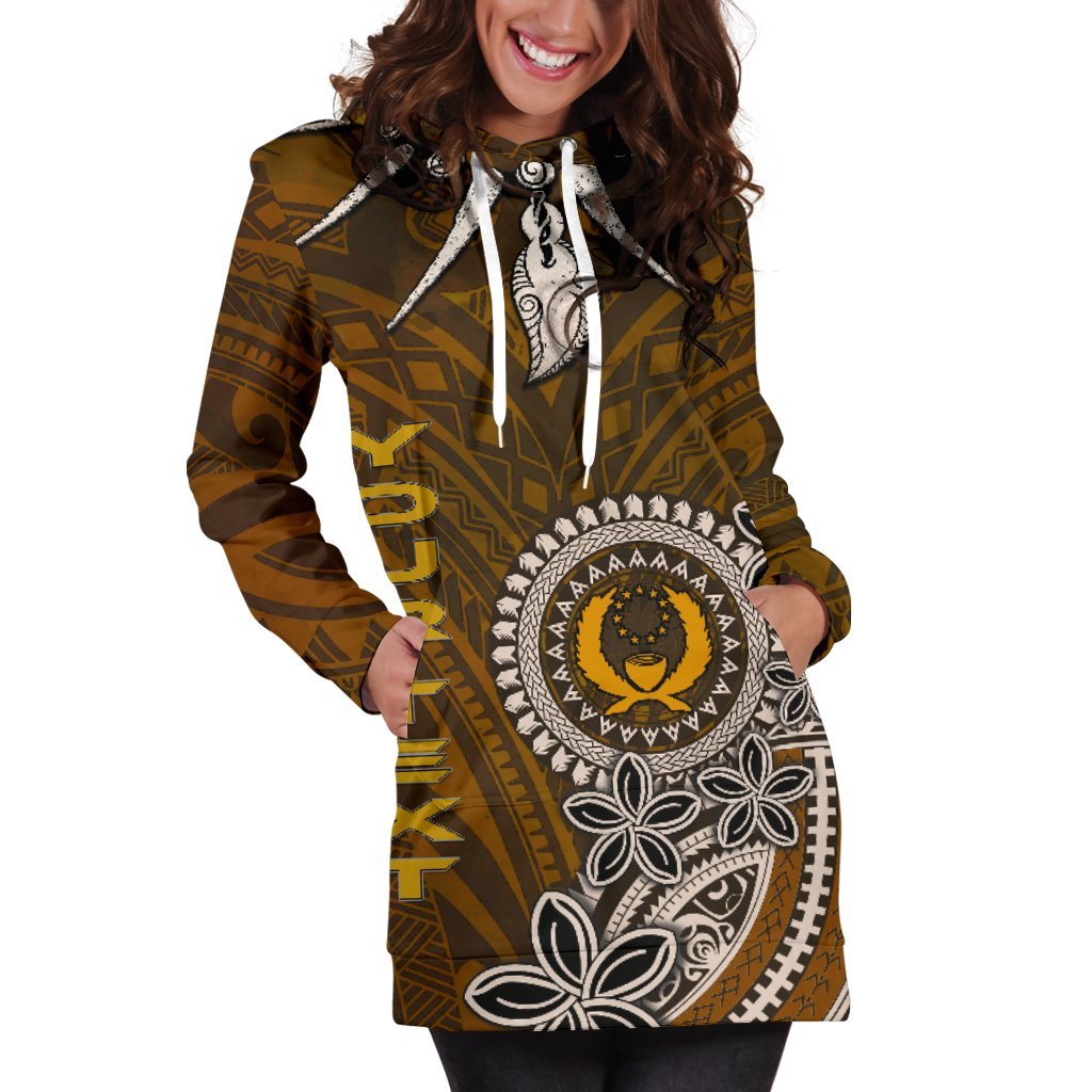 Pohnpei Custom Personalised Women's Hoodie Dress - Polynesian Boar Tusk - Polynesian Pride