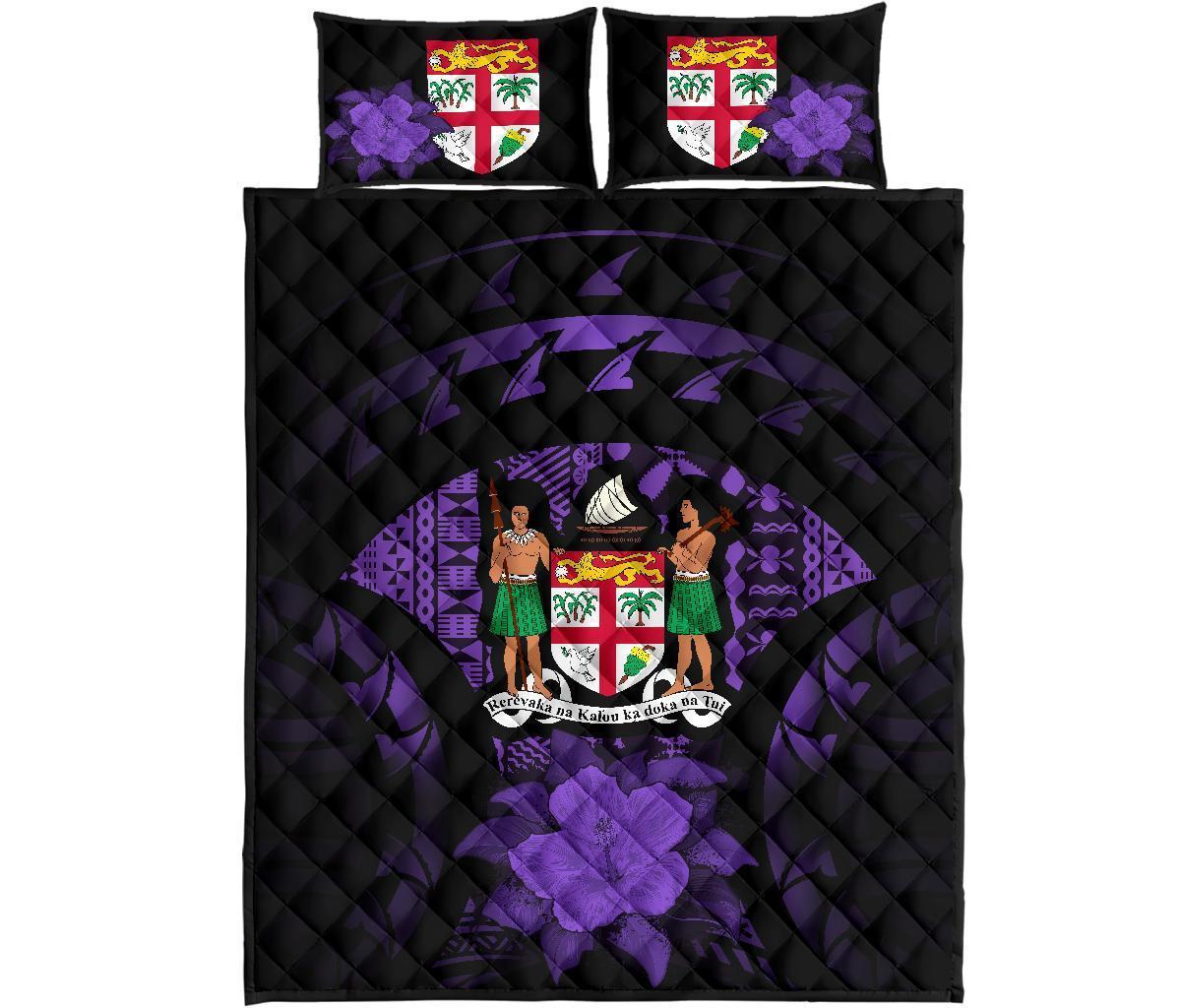 Fiji Polynesian Quilt Bed Set Hibiscus Purple - Polynesian Pride