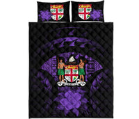 Fiji Polynesian Quilt Bed Set Hibiscus Purple - Polynesian Pride