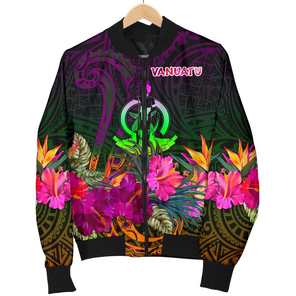 Vanuatu Men's Bomber Jacket - Summer Hibiscus - Polynesian Pride