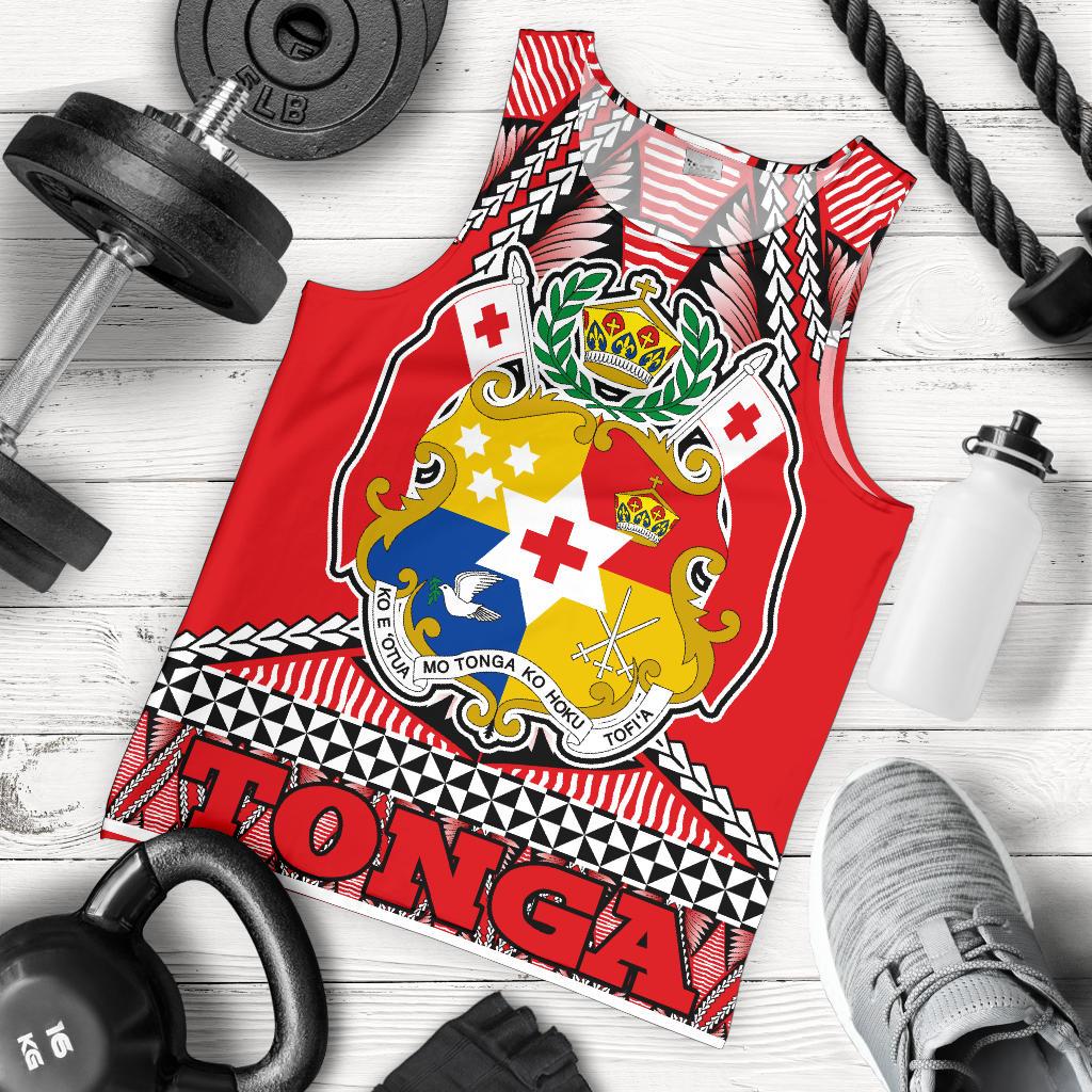 Tonga Polynesian Men's Tank Top - Coat of Arms Red - Polynesian Pride