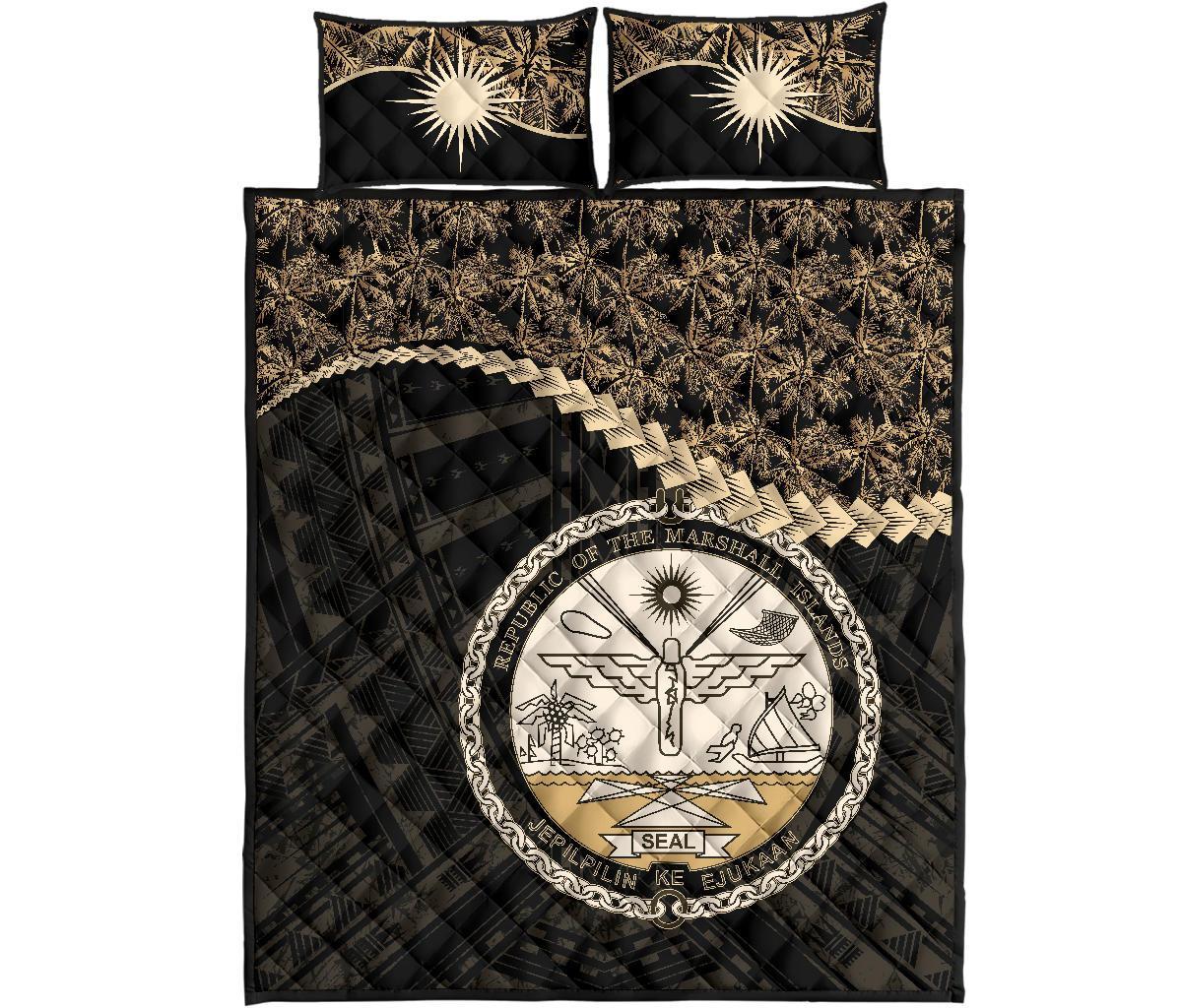 Marshall Islands Polynesian Quilt Bed Set Golden Coconut Golden - Polynesian Pride