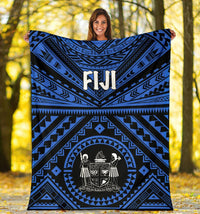 Fiji Premium Blanket - Fiji Seal With Polynesian Tattoo Style (Blue) - Polynesian Pride