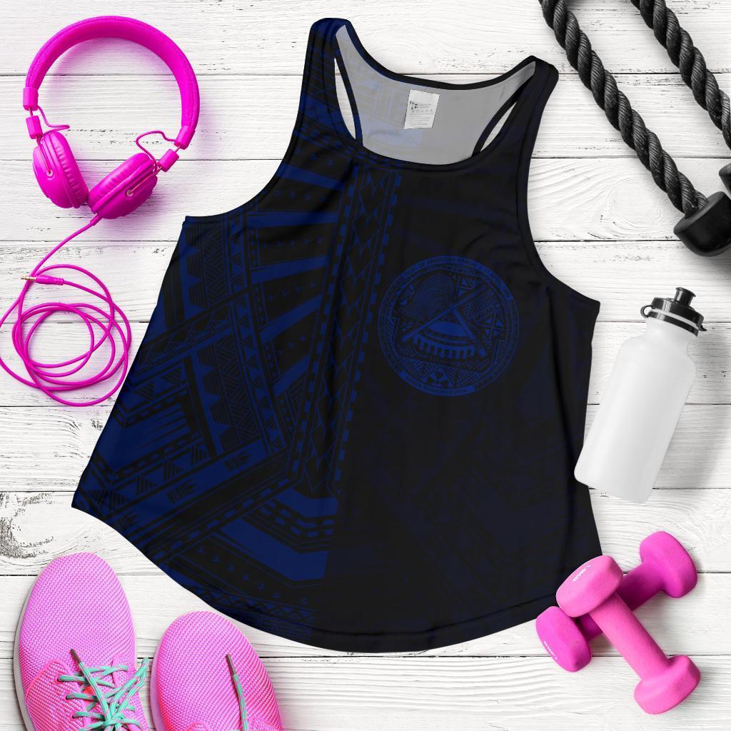 American Samoa Women'S Racerback Tank - Half Style (Blue) Blue - Polynesian Pride